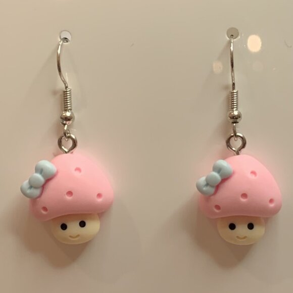 Mushroom Earring, Mario Earring, Funny Food Earring, Food Jewelry, Princess - Picture 5 of 7